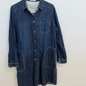 Denim Button-Up Shirt Dress size Medium with pockets